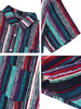 Summer Button Short Sleeve Colorful Striped Shirt