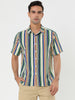Summer Button Short Sleeve Colorful Striped Shirt