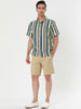 Summer Button Short Sleeve Colorful Striped Shirt