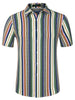 Summer Button Short Sleeve Colorful Striped Shirt
