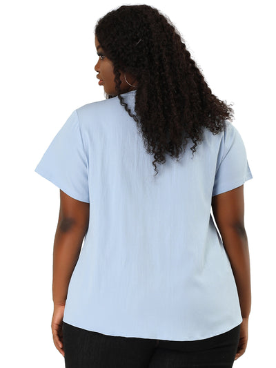 Spandex H Line Short Sleeve Pintuck Shirt