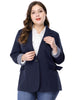 Spandex X Line Notched Lapel Long Sleeve Blazer