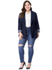Spandex X Line Notched Lapel Long Sleeve Blazer