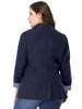 Spandex X Line Notched Lapel Long Sleeve Blazer