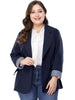 Spandex X Line Notched Lapel Long Sleeve Blazer