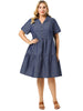 Knee Length Cotton Elastic Back Tiered Skirt