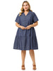 Knee Length Cotton Elastic Back Tiered Skirt