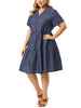 Knee Length Cotton Elastic Back Tiered Skirt