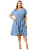 Rayon V Neck Summer Ruffle Hem Plus Size Dress