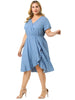 Rayon V Neck Summer Ruffle Hem Plus Size Dress