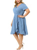 Rayon V Neck Summer Ruffle Hem Plus Size Dress