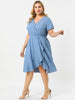 Rayon V Neck Summer Ruffle Hem Plus Size Dress