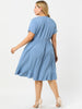 Rayon V Neck Summer Ruffle Hem Plus Size Dress