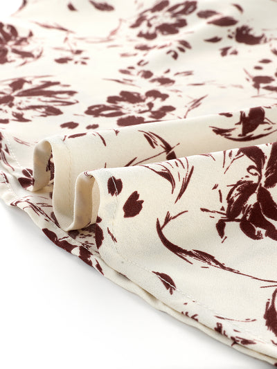 Polyester X Line Floral Ruffle Neck Wrap Peplum