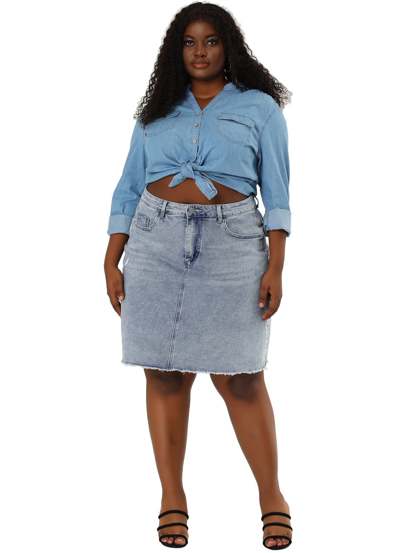 Cato Fashions | Cato Plus Size Frayed Maxi Denim Skirt