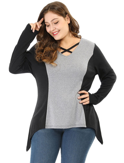 Spandex A Line Scoop Neck Long Sleeve Blouse