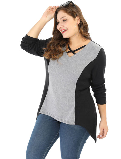 Spandex A Line Scoop Neck Long Sleeve Blouse