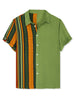 Summer Vertical Stripe Patchwork Lapel Button Shirts