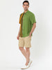 Summer Vertical Stripe Patchwork Lapel Button Shirts