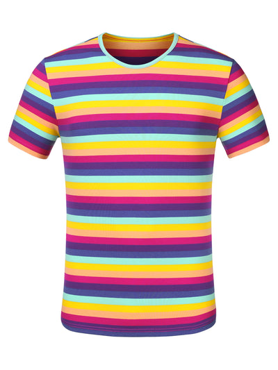 Chic Striped Crewneck Short Sleeve Summer T-Shirts