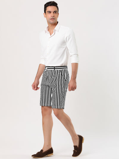 Casual Summer Striped Flat Front Chino Shorts