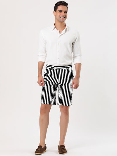 Casual Summer Striped Flat Front Chino Shorts