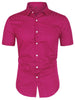 Cotton Lapel Short Sleeve Polka Dot Button Shirt