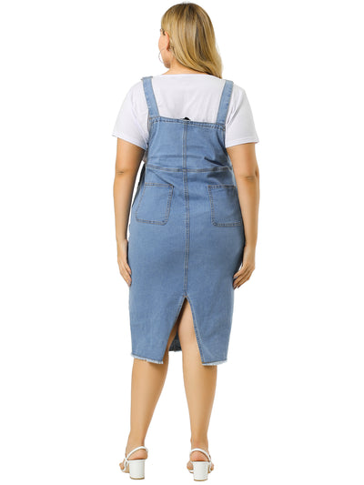 Chic Plus Size H Line Denim Overall Suspender Skirt