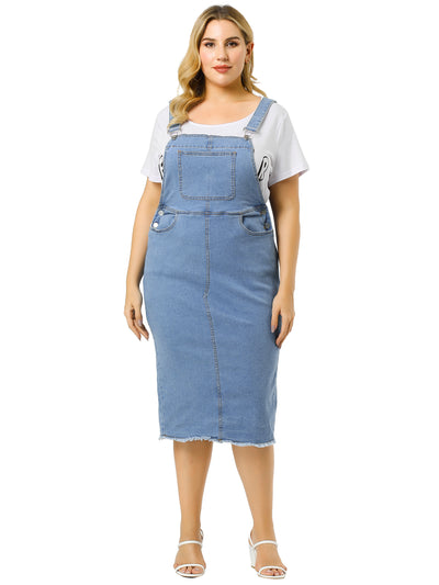 Chic Plus Size H Line Denim Overall Suspender Skirt