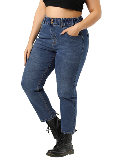 Relax Fit Polyester Maxi Elastic Waist Jeans