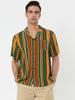Chic Vertical Striped Camp Collar Short Sleeve Shirts
