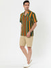 Chic Vertical Striped Camp Collar Short Sleeve Shirts