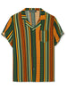 Chic Vertical Striped Camp Collar Short Sleeve Shirts
