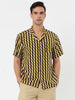 Chic Vertical Striped Camp Collar Short Sleeve Shirts