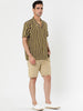 Chic Vertical Striped Camp Collar Short Sleeve Shirts