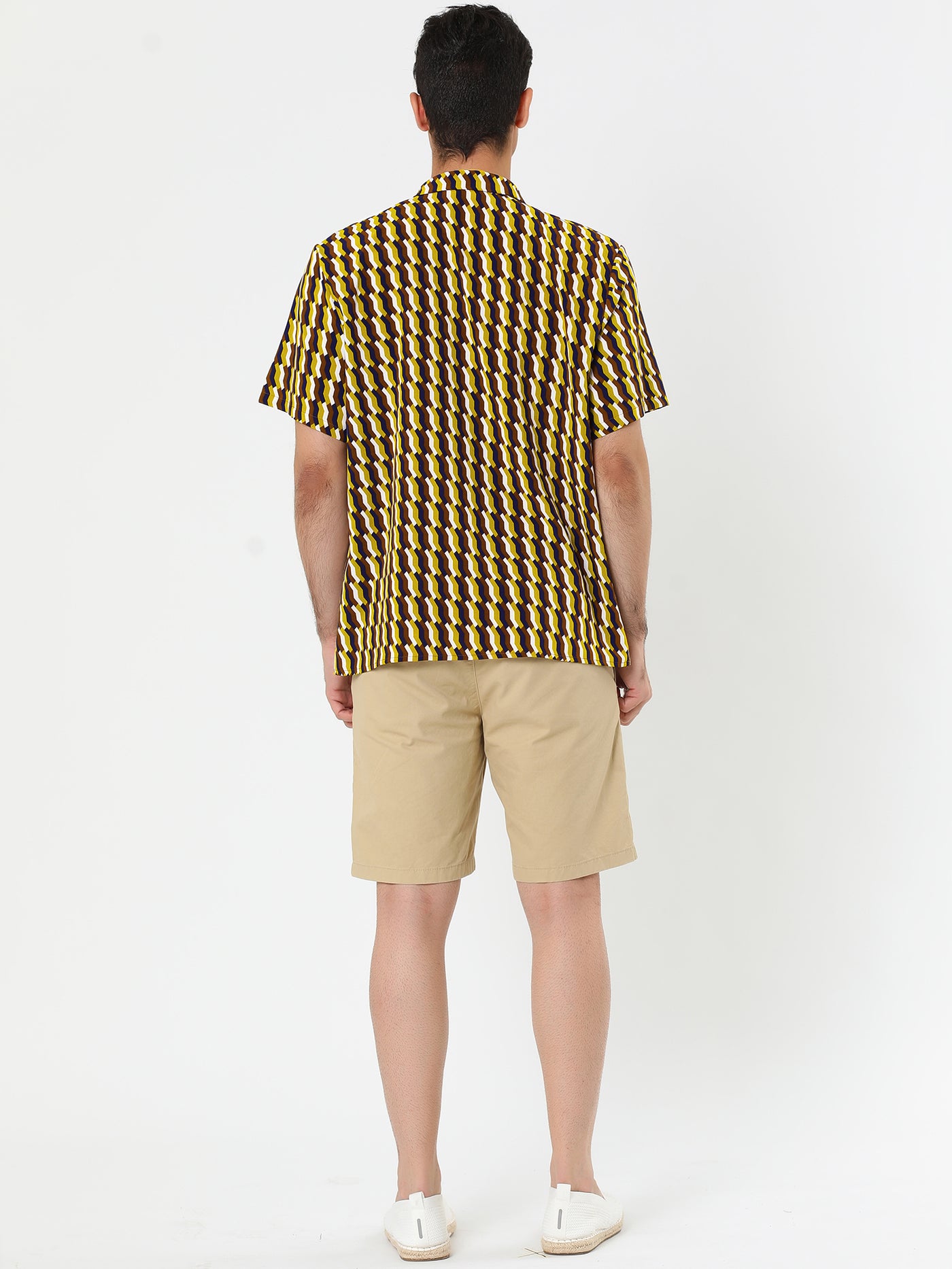 Bublédon Chic Vertical Striped Camp Collar Short Sleeve Shirts