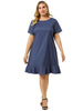 Basic Solid Short Sleeve Ruffle Hem Plus Size Dress