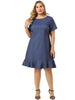 Basic Solid Short Sleeve Ruffle Hem Plus Size Dress