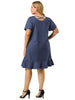 Basic Solid Short Sleeve Ruffle Hem Plus Size Dress