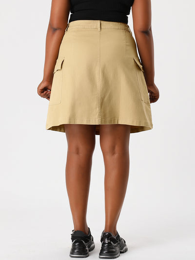 Casual Plus Size A Line Plain Above Knee Skirt