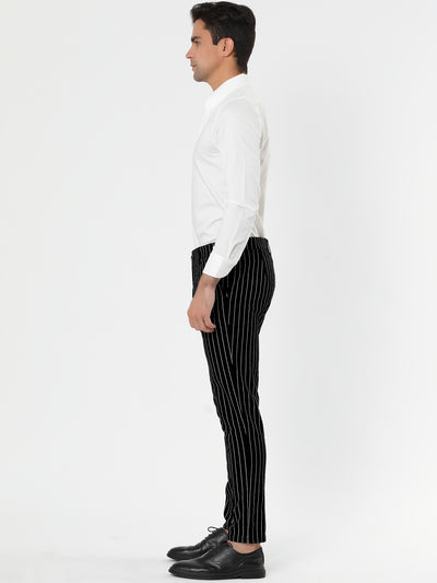 Smart Casual Striped Flat Front Zip Business Pants