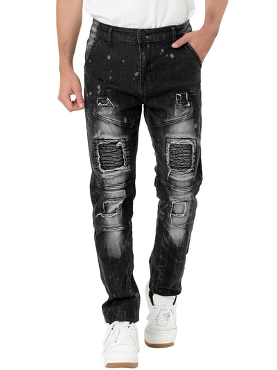 Classic Ripped Denim Pants Washed Goth Jeans