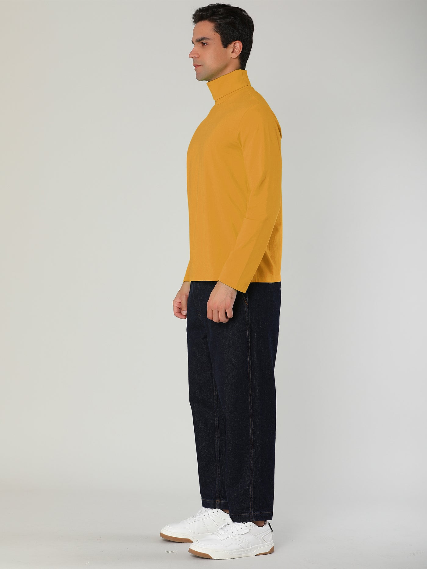Bublédon Basic Solid Turtleneck Pullover Long Sleeve Shirt