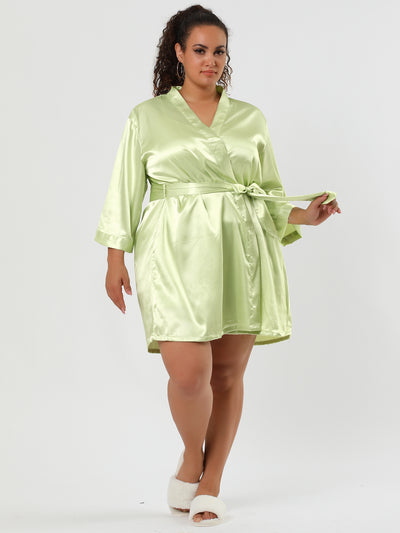 Comfy Satin Plus Size Long Sleeve Solid Nightgown