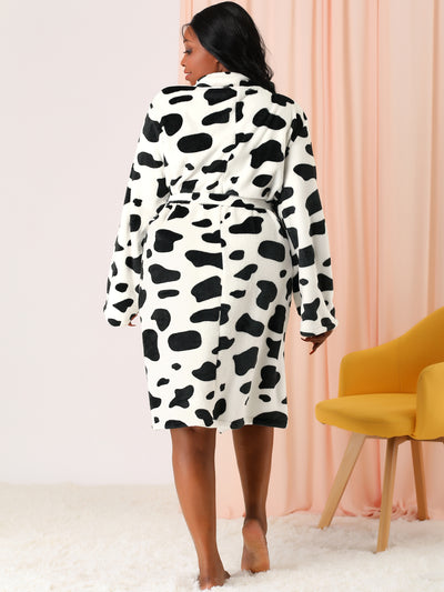 Flannel Plus Size Cow Printed Nightgown Winter Robe