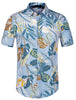 Lapel Floral Print Cotton Hawaiian Beach Botton Shirt
