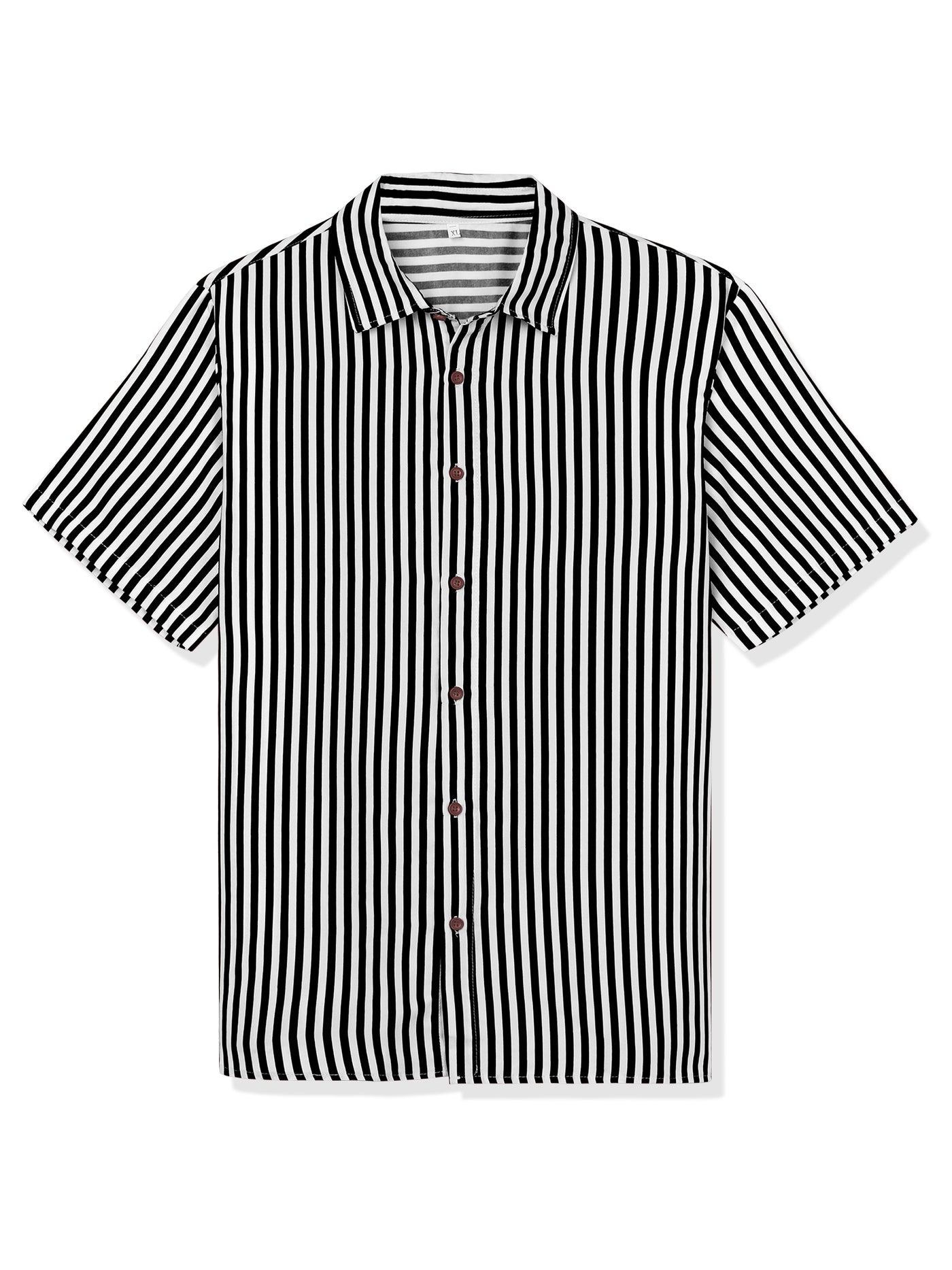 Bublédon Colorful Vertical Stripe Short Sleeve Lapel Button Shirt