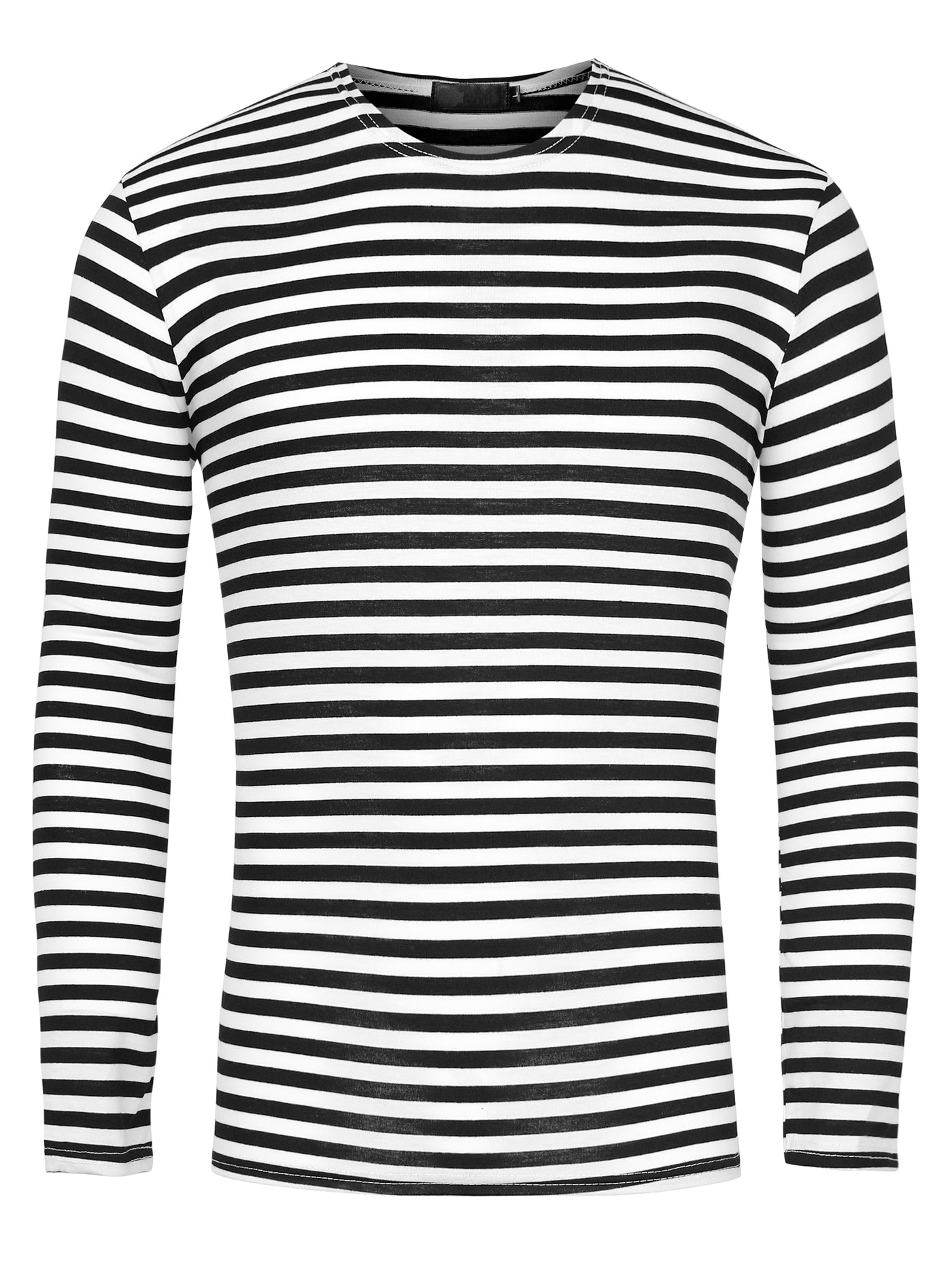 Bublédon Casual Ribbed Crew Neck Striped Long Sleeve Shirt