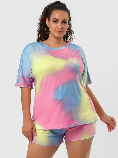 Women's Sets Short Sleeves Round Neck Tie Dye Two Pieces Set