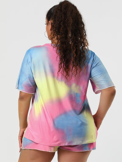 Women's Sets Short Sleeves Round Neck Tie Dye Two Pieces Set